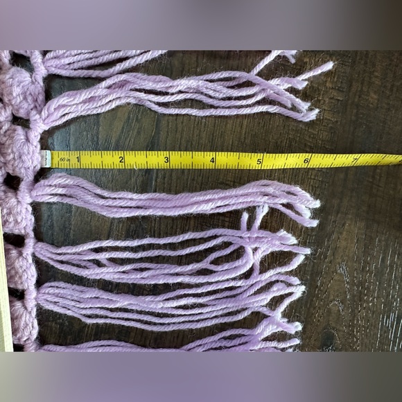 Pink Mauve Crochet Shawl handmade 36” each side 6” fringe - Picture 14 of 14